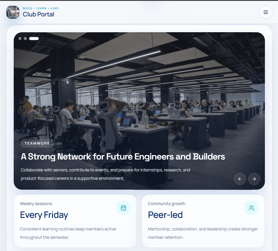 University Club Management System project preview